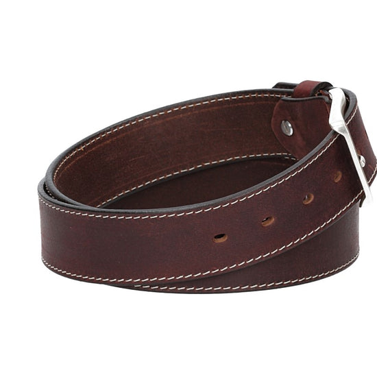 Ledergürtel Rot|Bordeaux 40mm abgenäht mit Dornschließe in Silber - leder-accessoires.com