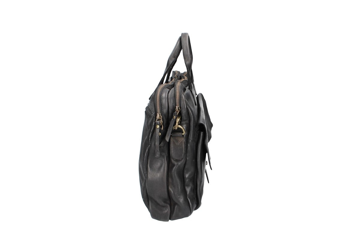 Businesstasche|Messanger Bag in Schwarz mit Reißverschluss und Vortasche