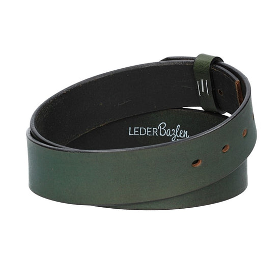 Lederriemen | Gürtelrohling Glanz 40mm in Blau|Marine mit Schlaufe und Kapplochteil - leder-accessoires.com