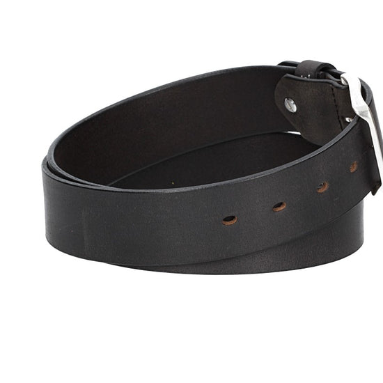 Ledergürtel Schwarz 40mm mit Dornschließe in Silber - leder-accessoires.com