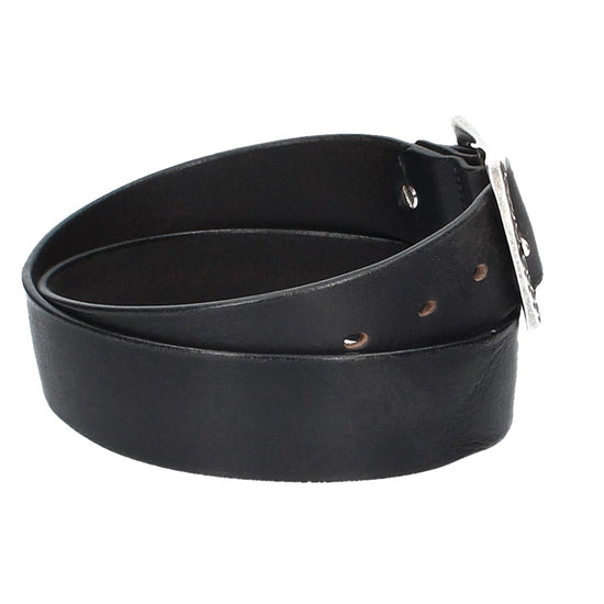Ledergürtel Schwarz 40mm mit Vollschließe in Silber - leder-accessoires.com