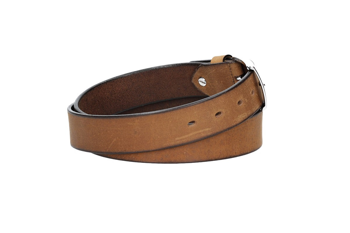 Ledergürtel Light Brown 35mm mit Dornschließe in Silber
