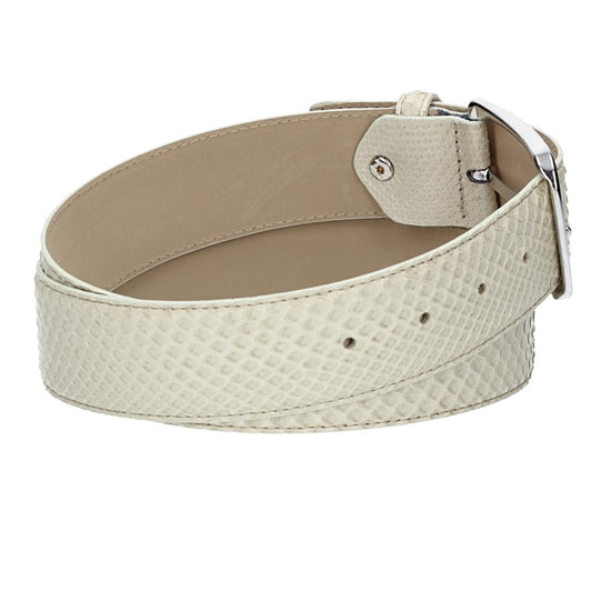 Schlangenledergürtel 40mm Beige mit Schließe in Silber - leder-accessoires.com