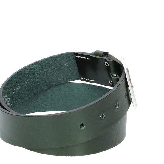 Hochwertiger Ledergürtel 40mm in Oliv mit rustikaler Schließe in Silber - leder-accessoires.com