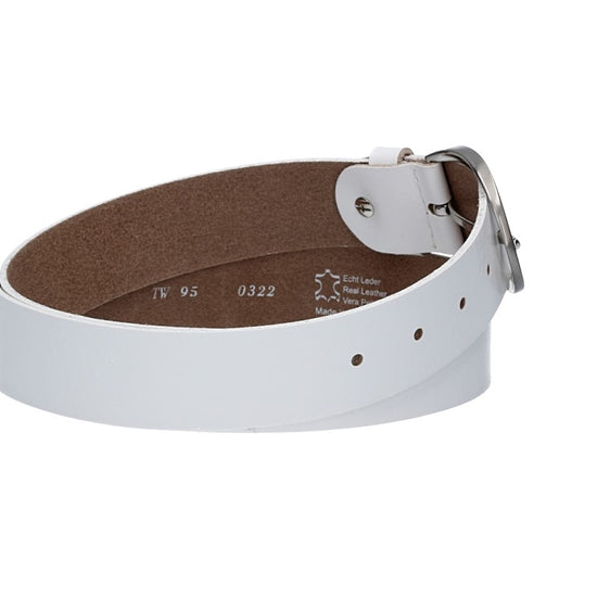 Damengürtel 35mm in Weiß mit Dornschließe in Hufeisenform - leder-accessoires.com