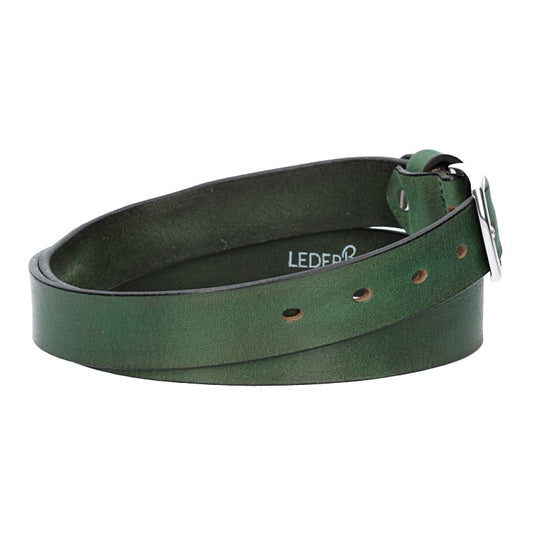 Ledergürtel 30mm in Grün mit Schließe in Silber - leder-accessoires.com
