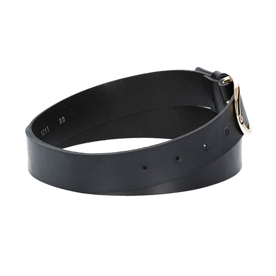 Ledergürtel 30mm in Schwarz mit Dornschließe in Light Gold - leder-accessoires.com