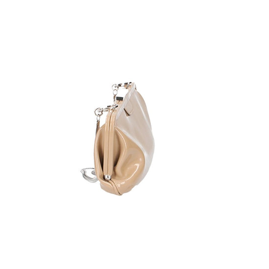 Clutch mit Clipverschluss in Beige|Lack aus Leder - leder-accessoires.com
