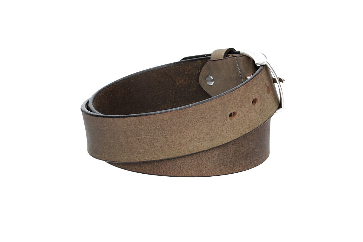 Ledergürtel Grau 40mm mit Dornschließe in Silber