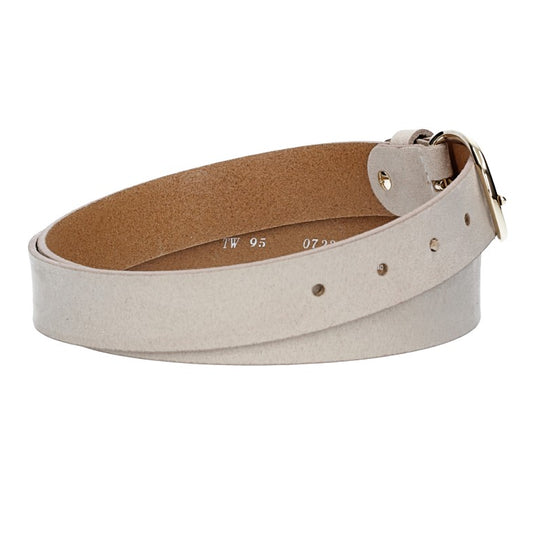 Veloursledergürtel 30mm in Sand|Beige mit Dornschließe in Lightgold - leder-accessoires.com