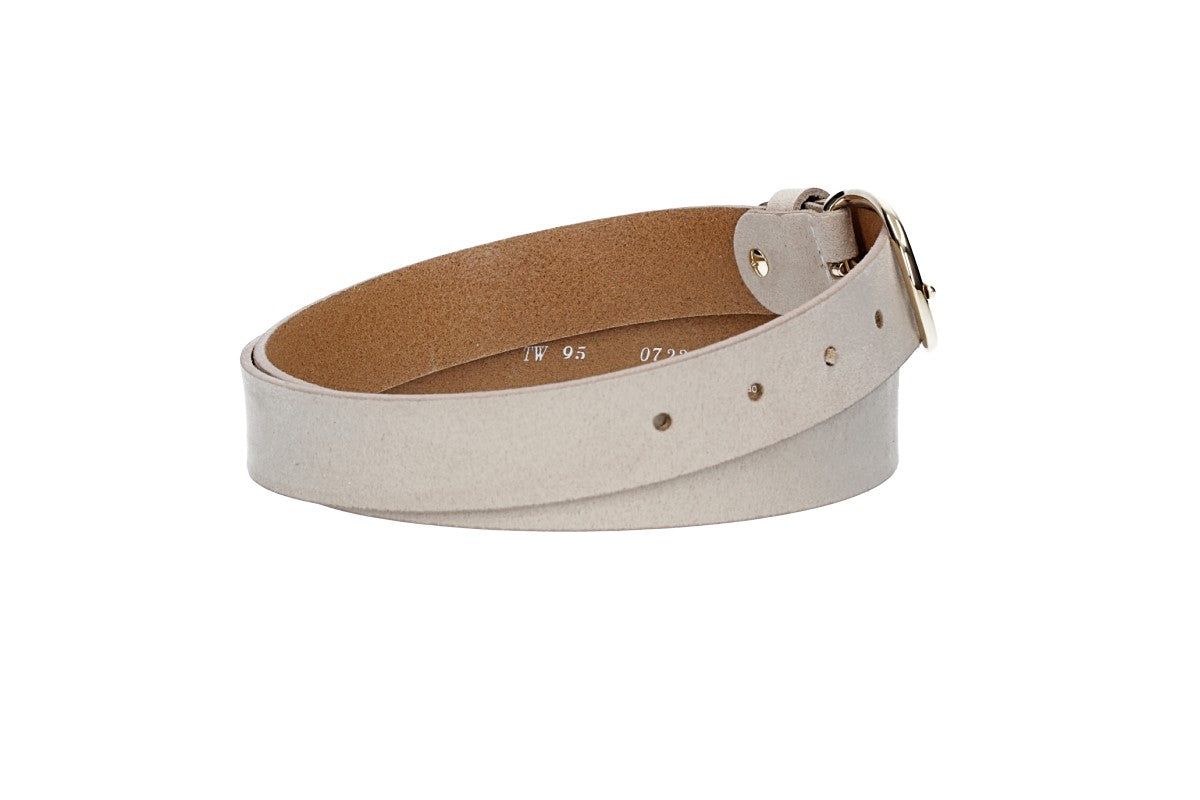 Veloursledergürtel 30mm in Sand|Beige mit Dornschließe in Lightgold
