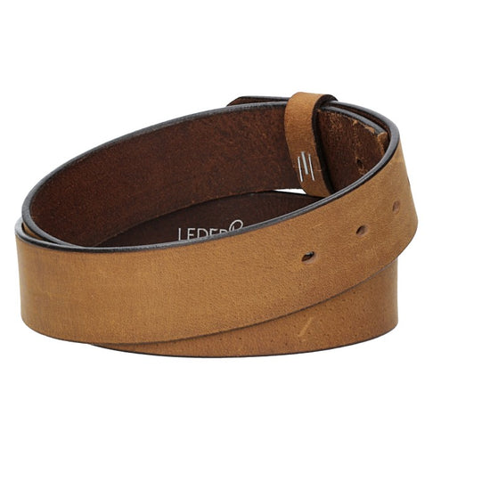 Lederriemen | Gürtelrohling Matt 40mm in Hellbraun mit Schlaufe und Kapplochteil - leder-accessoires.com
