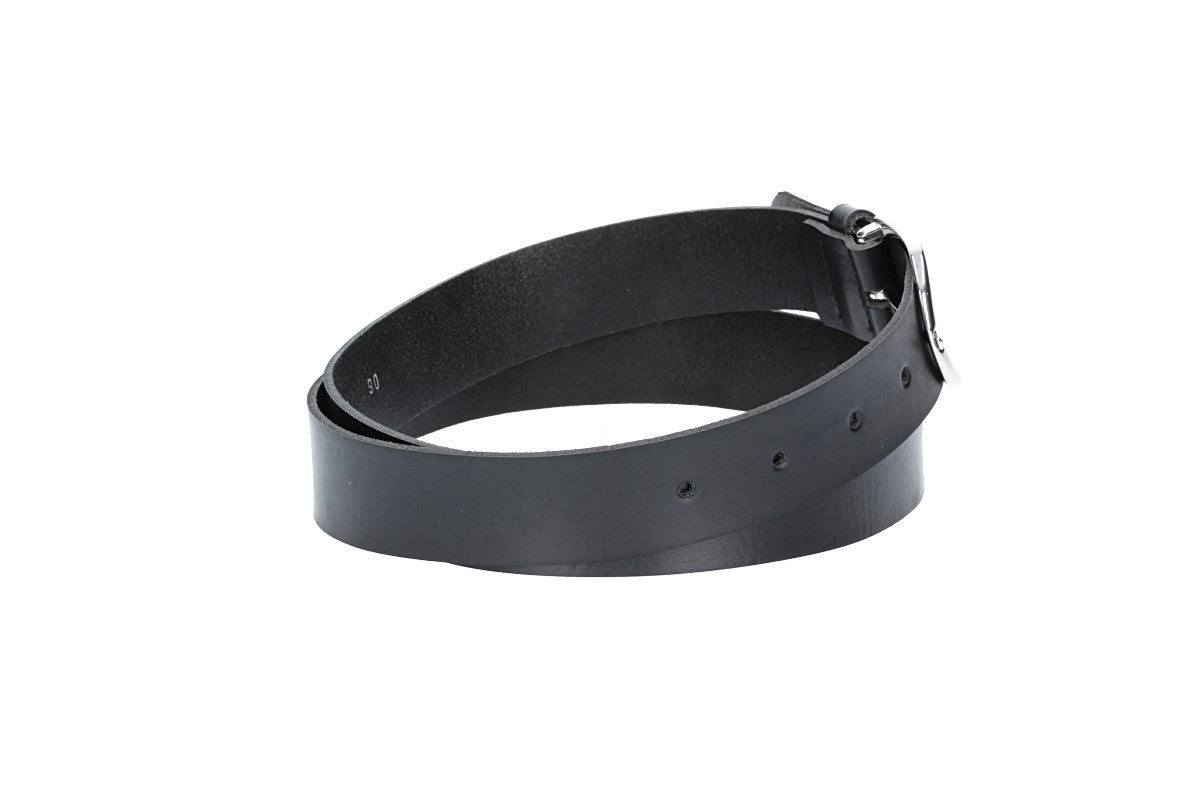 Ledergürtel 30mm in Schwarz mit Dornschließe in Silber