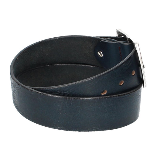 Ledergürtel Blau|Marine 40mm mit Vollschließe in Silber - leder-accessoires.com