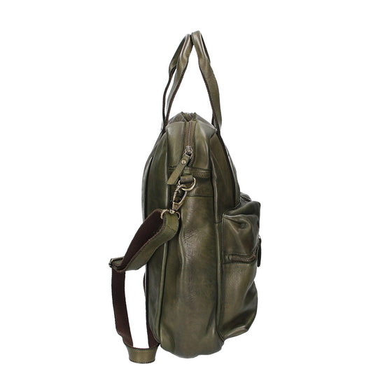 SALE Ledertasche in Grün|Oliv mit Reißverschluss und zwei Vortaschen - leder-accessoires.com