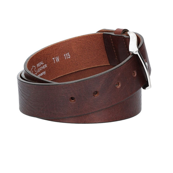 Ledergürtel Überlänge Braun 40mm mit glänzender Schließe in Silber - leder-accessoires.com