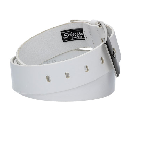 Ledergürtel Überlänge Weiß 40mm mit Schmuckschließe Silber - leder-accessoires.com