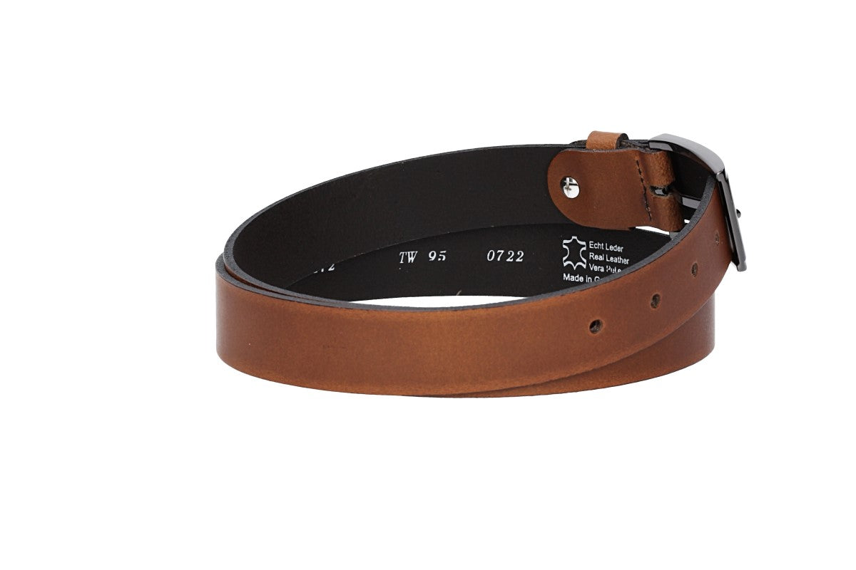 Herren-|Anzugsgürtel 30mm in Cognac mit Dornschließe in Silber