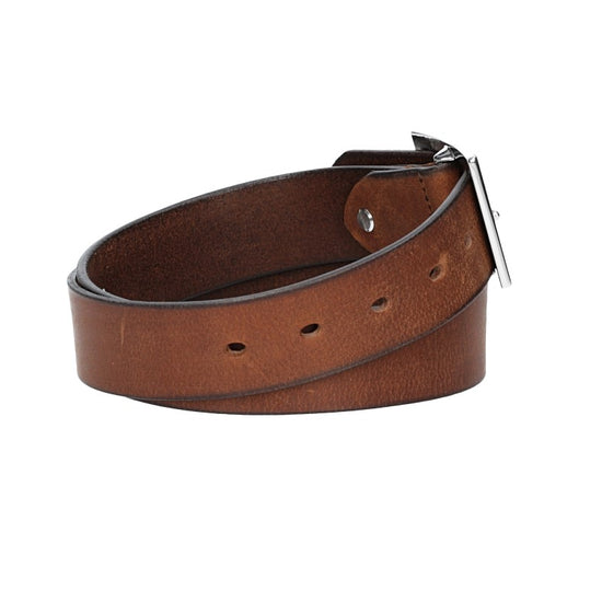 Ledergürtel Cognac 35mm mit Vollschließe in Silber - leder-accessoires.com