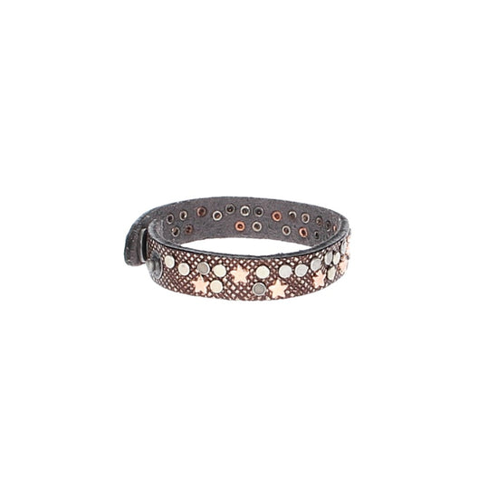 Armband Braun|Metallic mit  Sternen aus Leder - leder-accessoires.com
