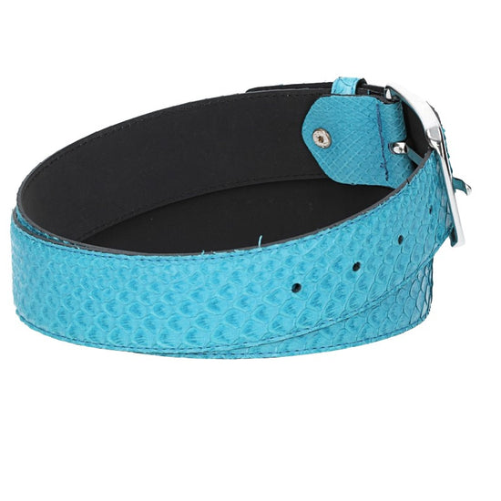 Schlangenledergürtel 40mm Türkis mit Schließe in Silber - leder-accessoires.com