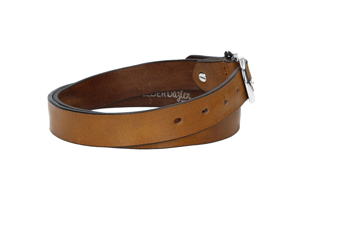 Ledergürtel 30mm in Gelb|Ocker mit Schmuckschließe