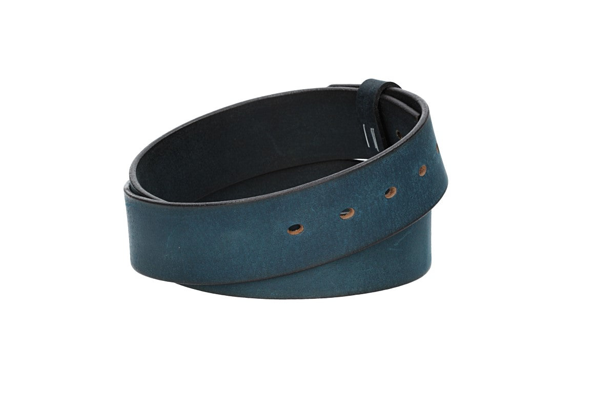 Lederriemen | Gürtelrohling Matt 40mm in Blau|Marine mit Schlaufe und Kapplochteil - leder-accessoires.com