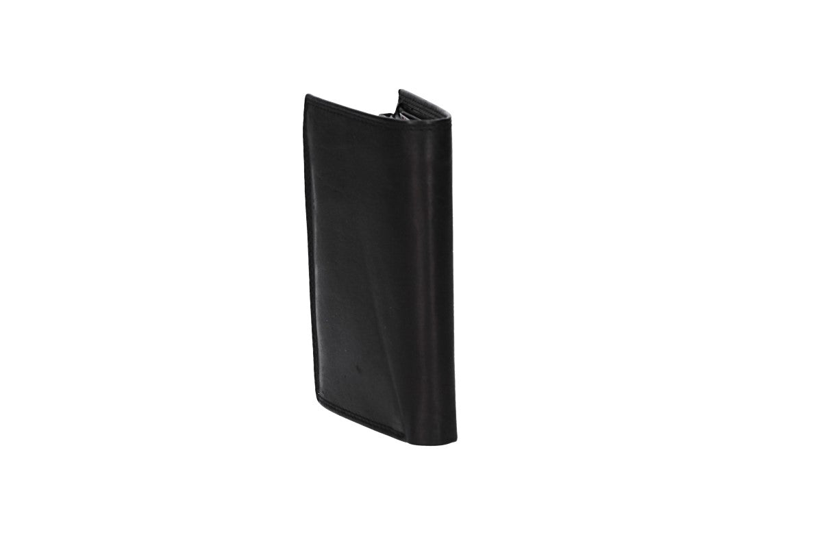 Geldbörse Hochformat mit Riegel in Schwarz aus Leder