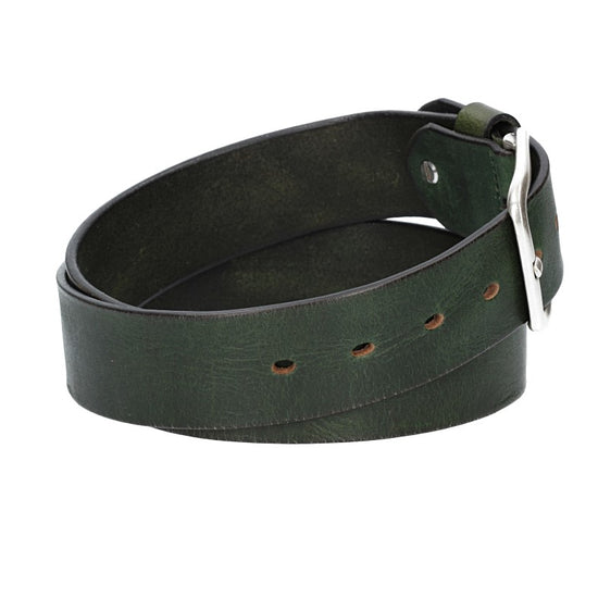 Ledergürtel Grün 40mm mit Dornschließe in Silber - leder-accessoires.com