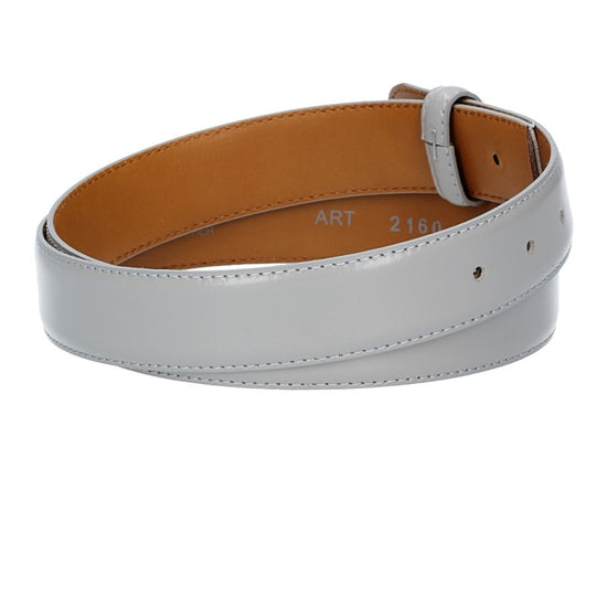 Lederriemen | Gürtelrohling 35mm bombiert in Hellgrau mit Schlaufe und Kapplochteil - leder-accessoires.com