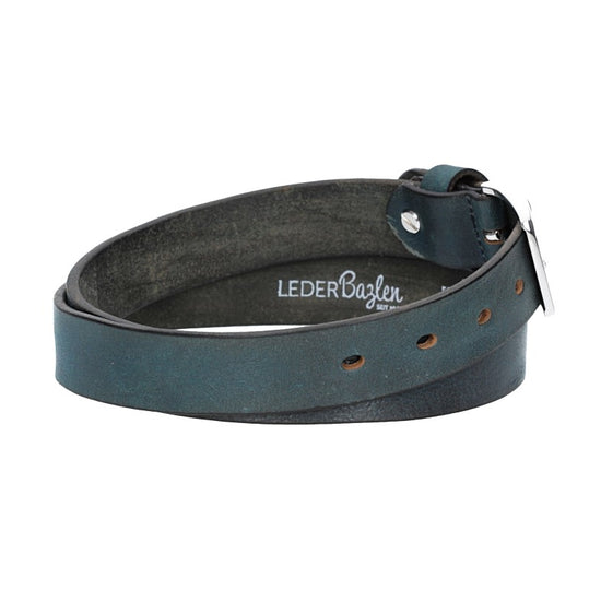 Ledergürtel 30mm in Blau|Marine mit Schließe in Silber - leder-accessoires.com