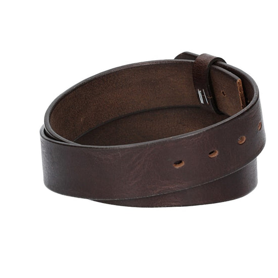 Lederriemen | Gürtelrohling Glanz 40mm in Braun mit Schlaufe und Kapplochteil - leder-accessoires.com