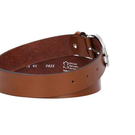 Damengürtel 35mm in Cognac mit Dornschließe in Hufeisenform - leder-accessoires.com