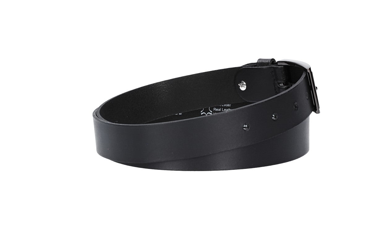 Herren-|Anzugsgürtel 30mm in Schwarz mit Dornschließe in Silber