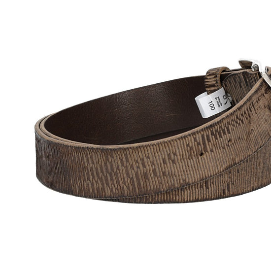 Ledergürtel 40mm geriffelt in Grau mit Vollschließe in Silber - leder-accessoires.com