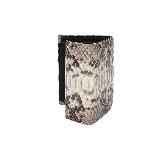 Damenbörse mit Überschlag in Weiß|Beige aus echtem Schlangenleder - leder-accessoires.com