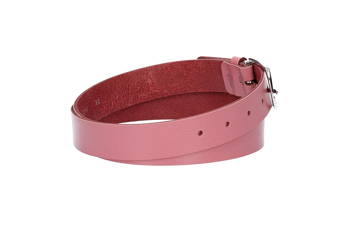 Ledergürtel 30mm in Rosa mit Dornschließe in Silber