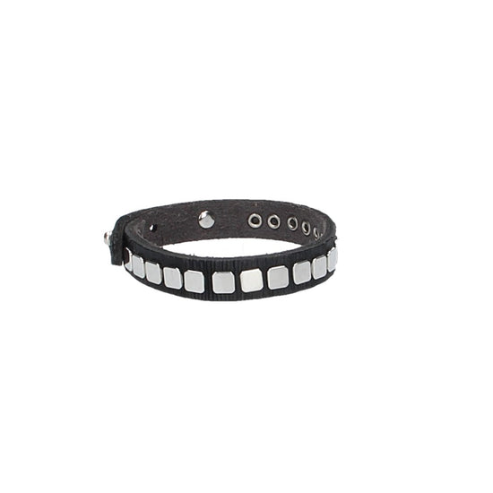 Armband geschlitzt in Schwarz mit Nieten aus Leder - leder-accessoires.com