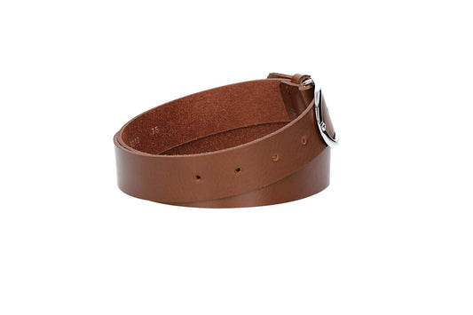 Ledergürtel 30mm in Cognac mit Dornschließe in Silber