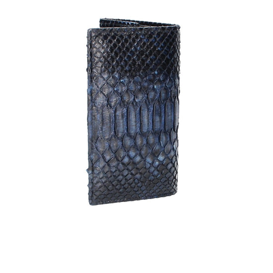 Langbörse mit Überschlag in Blau aus echtem Schlangenleder - leder-accessoires.com