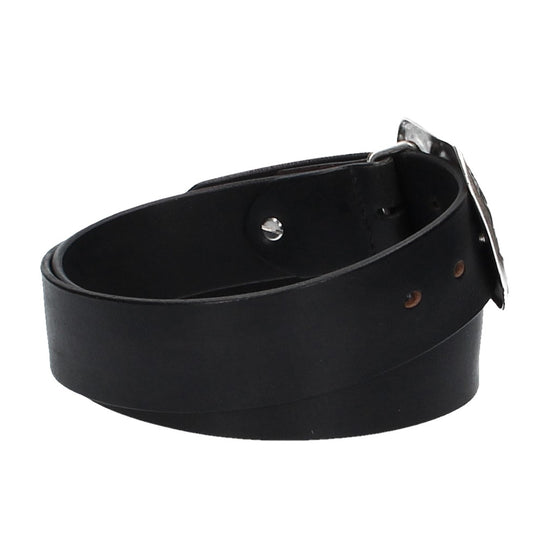 Ledergürtel Schwarz 40mm mit Blumenschließe|Koppelschließe - leder-accessoires.com