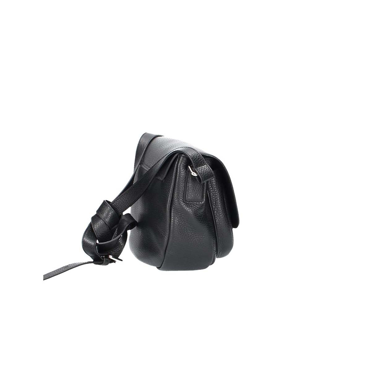 Umhängetasche mit Überschlag in Schwarz aus Leder