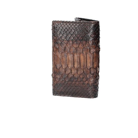 Langbörse mit Überschlag in Braun aus echtem Schlangenleder - leder-accessoires.com