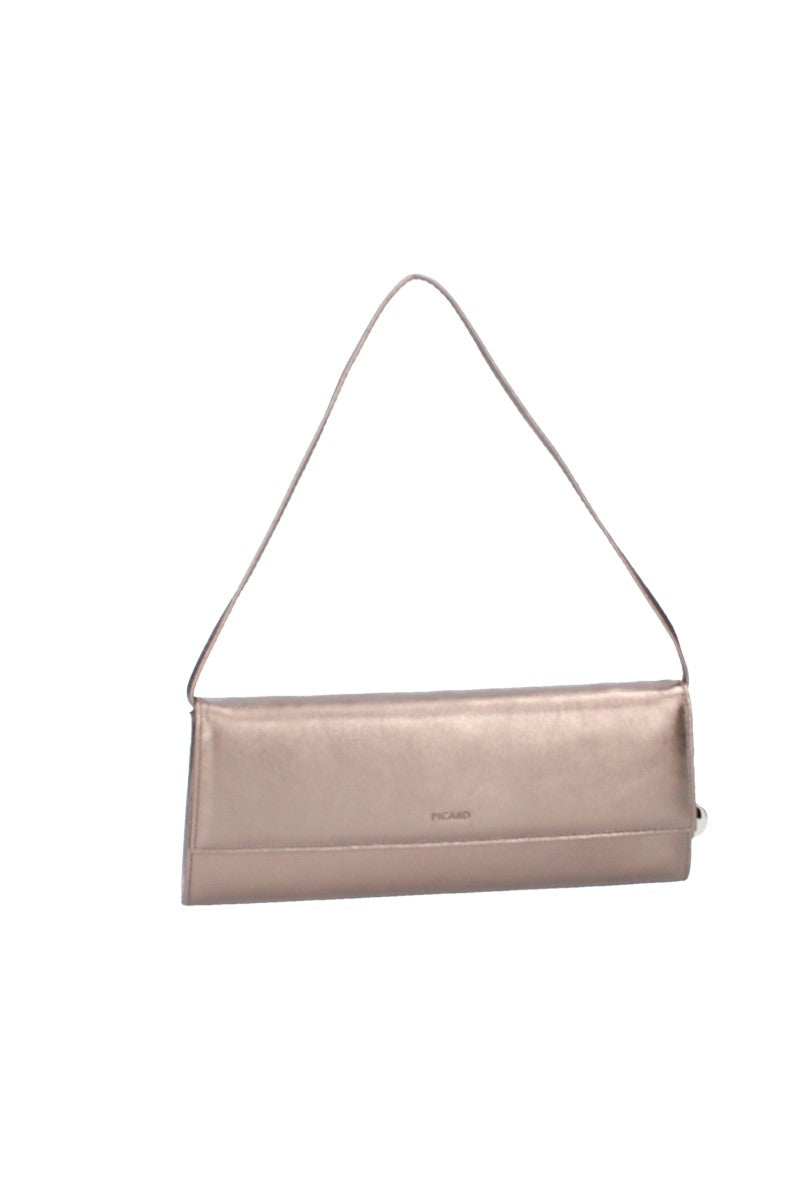 Clutch mit Überschlag in Altsilber aus Leder