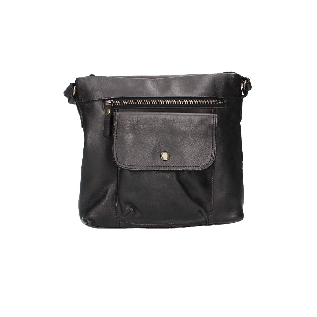 Schultertasche in Schwarz mit Vortasche