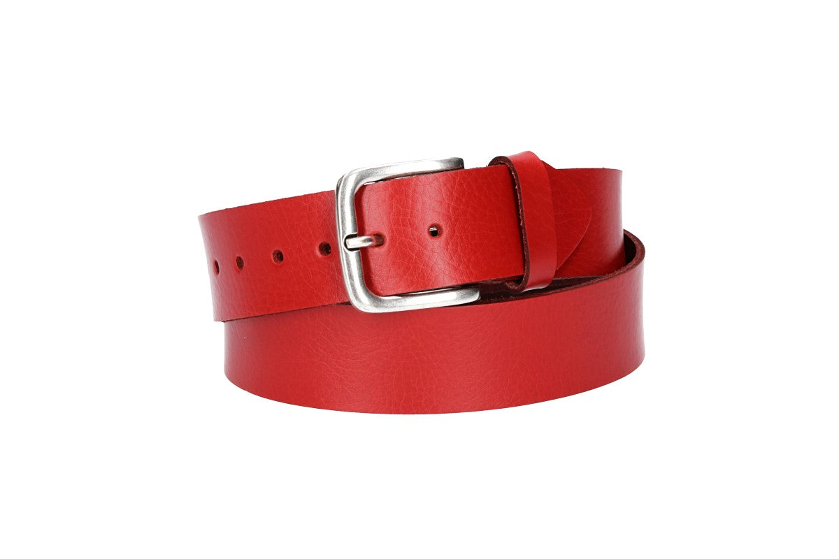 Ledergürtel Kids 30mm in Rot mit Dornschließe in Silber