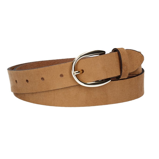 Veloursledergürtel 30mm in Camel|Rotbraun mit Dornschließe in Lightgold - leder-accessoires.com