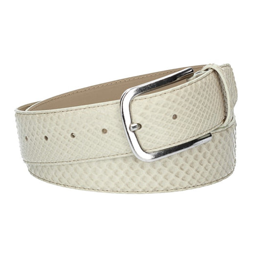 Schlangenledergürtel 40mm Beige mit Schließe in Silber - leder-accessoires.com