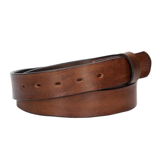 Lederriemen | Gürtelrohling Glanz 35mm in Cognac mit Schlaufe und Kapplochteil - leder-accessoires.com
