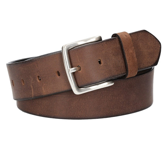 Ledergürtel Braun 45mm mit Dornschließe in Silber - leder-accessoires.com